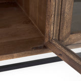 Arelius 70L x 18.75W x 32H Medium Brown, Black Metal Base w/ 4 Glass Door Cabinets Sideboard from Mercana - Luna Furniture