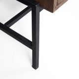 Arelius 70L x 18.75W x 32H Medium Brown, Black Metal Base w/ 4 Glass Door Cabinets Sideboard from Mercana - Luna Furniture