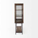 Arelius 36L x 18.75W x 63H Medium Brown Wood W/ Black Metal Base Display Cabinet from Mercana - Luna Furniture