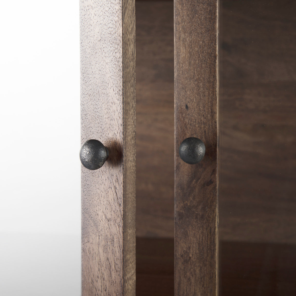 Arelius 36L x 18.75W x 63H Medium Brown Wood W/ Black Metal Base Display Cabinet from Mercana - Luna Furniture
