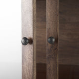 Arelius 36L x 18.75W x 63H Medium Brown Wood W/ Black Metal Base Display Cabinet from Mercana - Luna Furniture