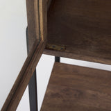 Arelius 36L x 18.75W x 63H Medium Brown Wood W/ Black Metal Base Display Cabinet from Mercana - Luna Furniture