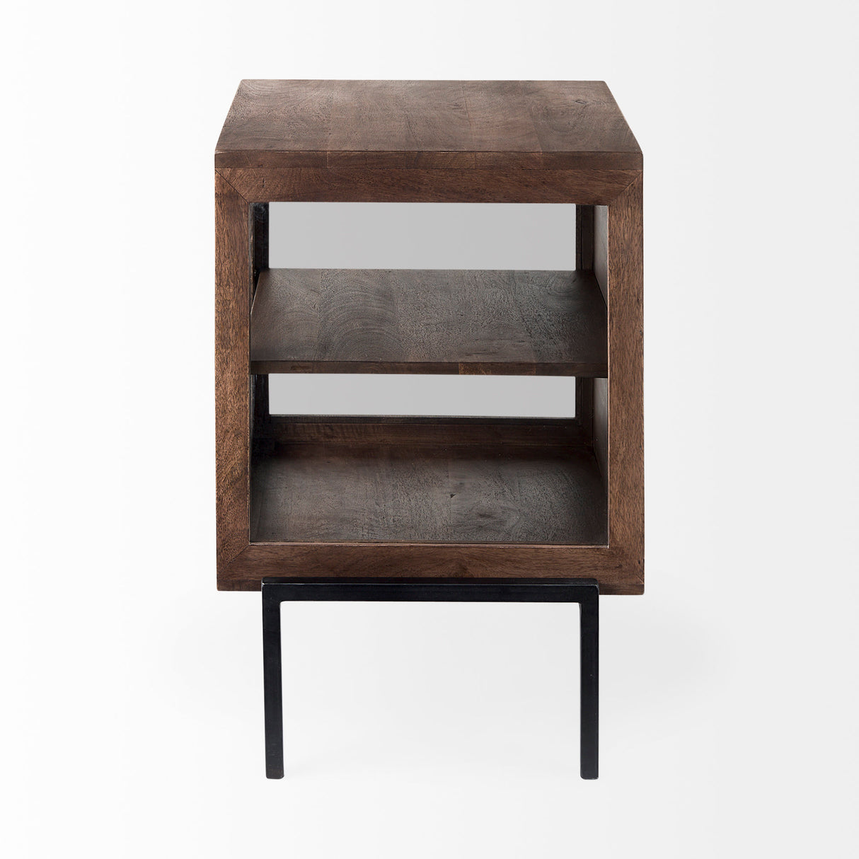 Arelius 20L x 18W x 26H Medium Brown Wood W/ Black Metal Frame End/Side Table from Mercana - Luna Furniture