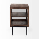 Arelius 20L x 18W x 26H Medium Brown Wood W/ Black Metal Frame End/Side Table from Mercana - Luna Furniture