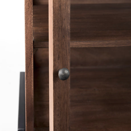 Arelius 20L x 18W x 26H Medium Brown Wood W/ Black Metal Frame End/Side Table from Mercana - Luna Furniture