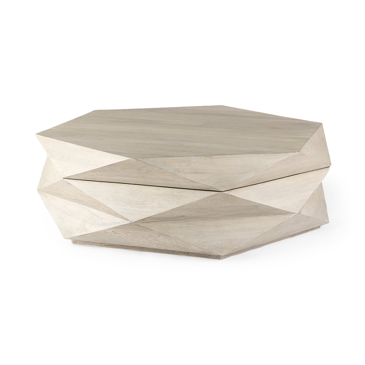 Arreto 48" Natural Solid Wood Hexagonal Storage Coffee Table from Mercana - Luna Furniture