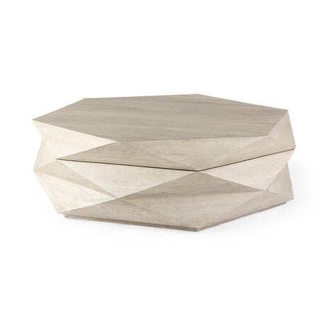Arreto 48" Natural Solid Wood Hexagonal Storage Coffee Table from Mercana - Luna Furniture