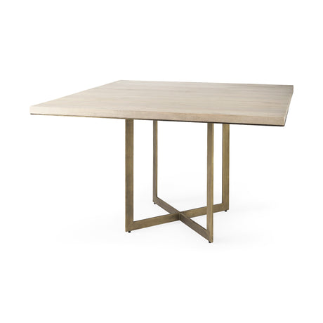 Faye I 48L x 48W x 30H Beige Finished Wood W/Gold Metal Base Square Dining Table from Mercana - Luna Furniture