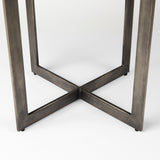 Faye I 48L x 48W x 30H Medium Brown Wood W/Antique Nickel Metal Base Round Dining Table from Mercana - Luna Furniture