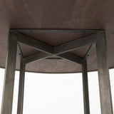 Faye I 48L x 48W x 30H Medium Brown Wood W/Antique Nickel Metal Base Round Dining Table from Mercana - Luna Furniture