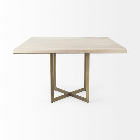Faye I 48L x 48W x 30H Beige Finished Wood W/Gold Metal Base Square Dining Table from Mercana - Luna Furniture