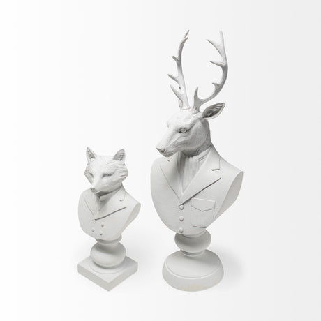 Murray 6L x 5W White Resin Business Fox from Mercana - Luna Furniture