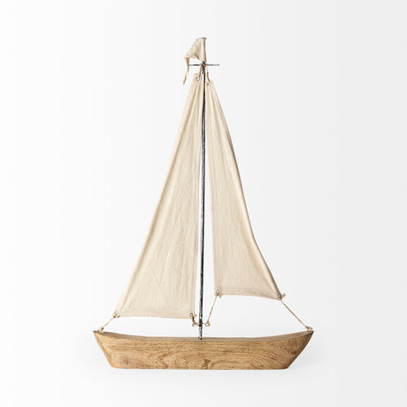 Tartane Large 22L x 2W Brown/Cream Nautical Inspired Sailboat from Mercana - Luna Furniture