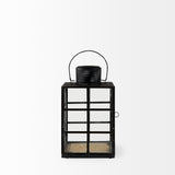 Gamfield 6.1L x 6.1W x 10.6H Small Black Metal and Glass Lantern from Mercana - Luna Furniture