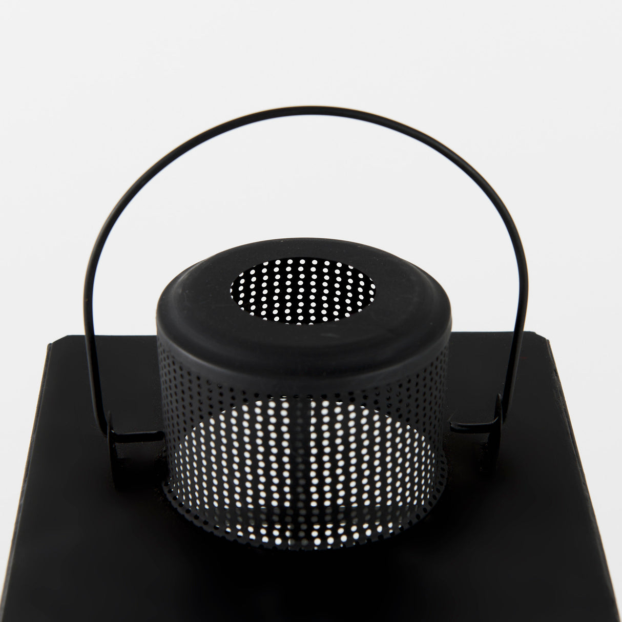 Gamfield 6.1L x 6.1W x 10.6H Small Black Metal and Glass Lantern from Mercana - Luna Furniture