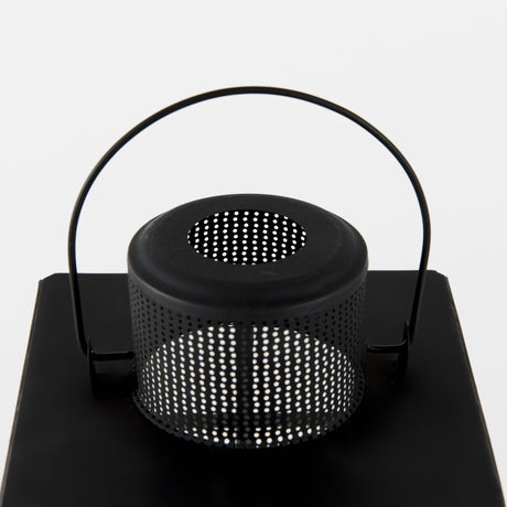 Gamfield 6.1L x 6.1W x 10.6H Small Black Metal and Glass Lantern from Mercana - Luna Furniture