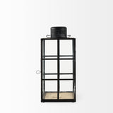Gamfield 6.1L x 6.1W x 13.4H Medium Black Metal and Glass Lantern from Mercana - Luna Furniture
