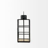 Gamfield 6.1L x 6.1W x 13.4H Medium Black Metal and Glass Lantern from Mercana - Luna Furniture