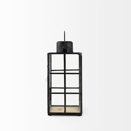 Gamfield 6.1L x 6.1W x 13.4H Medium Black Metal and Glass Lantern from Mercana - Luna Furniture