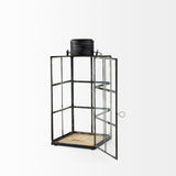 Gamfield 6.1L x 6.1W x 13.4H Medium Black Metal and Glass Lantern from Mercana - Luna Furniture