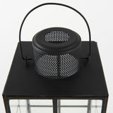 Gamfield 6.1L x 6.1W x 13.4H Medium Black Metal and Glass Lantern from Mercana - Luna Furniture