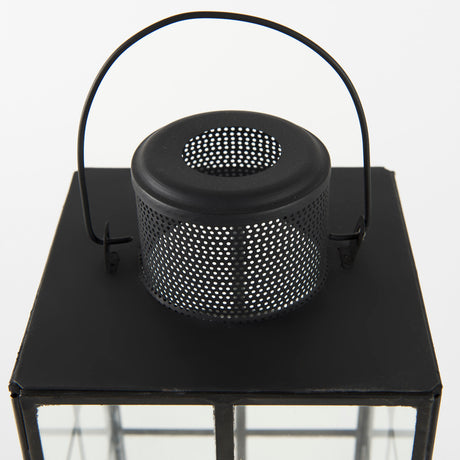 Gamfield 6.1L x 6.1W x 13.4H Medium Black Metal and Glass Lantern from Mercana - Luna Furniture