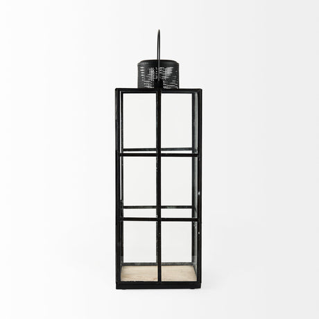 Gamfield 6.1L x 6.1W x 16.7H Large Black Metal and Glass Lantern from Mercana - Luna Furniture