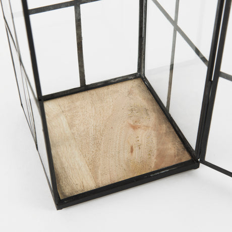 Gamfield 6.1L x 6.1W x 16.7H Large Black Metal and Glass Lantern from Mercana - Luna Furniture