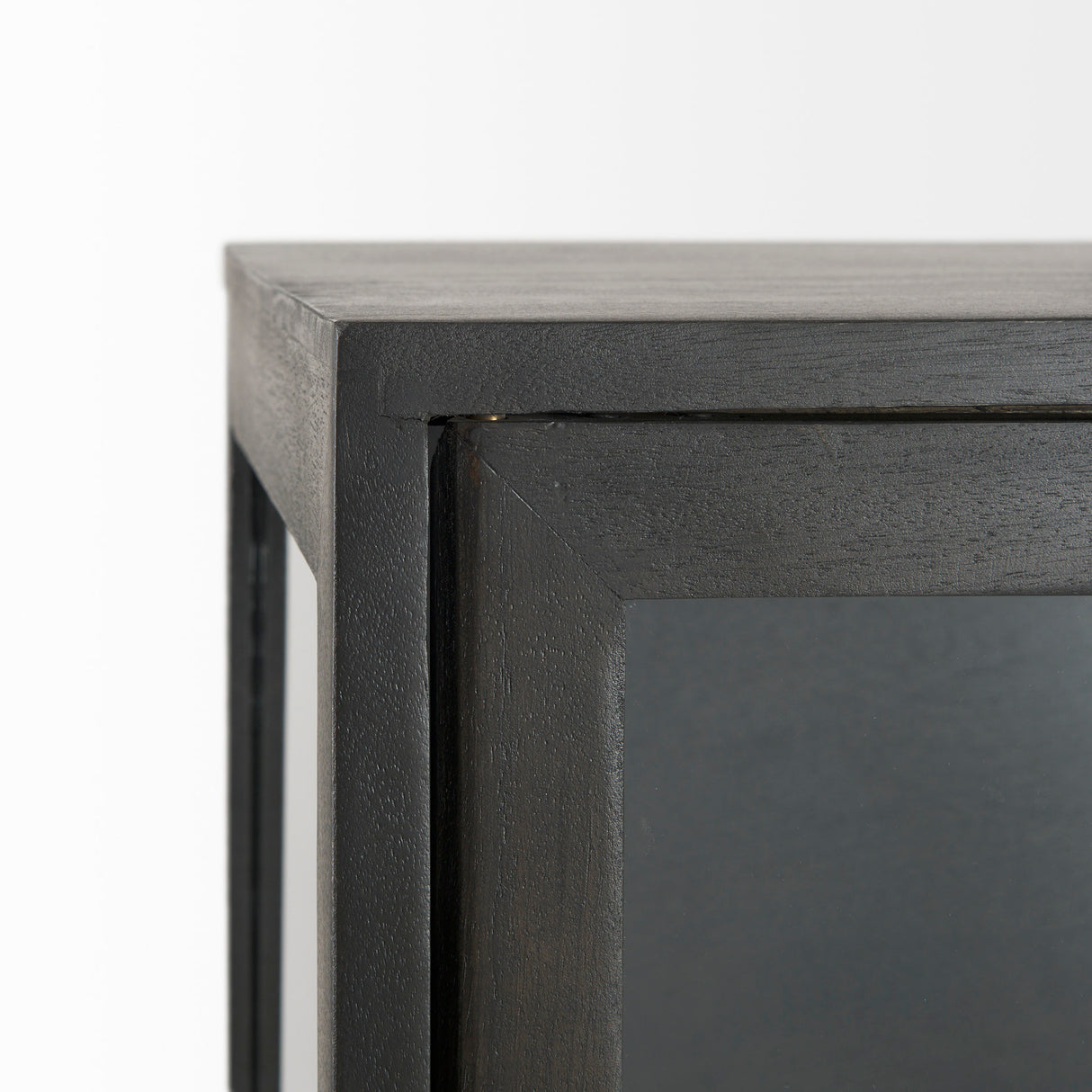 Arelius 36L x 18.75W x 63H Black-Brown Wood W/ Black Metal Base Display Cabinet from Mercana - Luna Furniture
