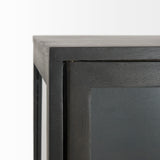 Arelius 36L x 18.75W x 63H Black-Brown Wood W/ Black Metal Base Display Cabinet from Mercana - Luna Furniture