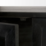 Arelius 36L x 18.75W x 63H Black-Brown Wood W/ Black Metal Base Display Cabinet from Mercana - Luna Furniture