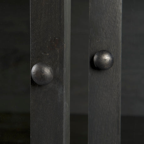 Arelius 36L x 18.75W x 63H Black-Brown Wood W/ Black Metal Base Display Cabinet from Mercana - Luna Furniture