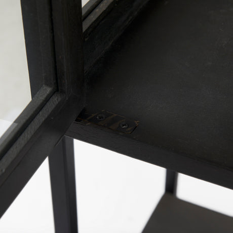 Arelius 36L x 18.75W x 63H Black-Brown Wood W/ Black Metal Base Display Cabinet from Mercana - Luna Furniture