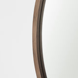 Gambit 46" Round Light Brown Wood Frame Wall Mirror from Mercana - Luna Furniture