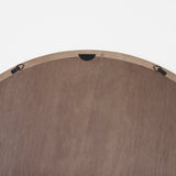 Gambit 46" Round Light Brown Wood Frame Wall Mirror from Mercana - Luna Furniture