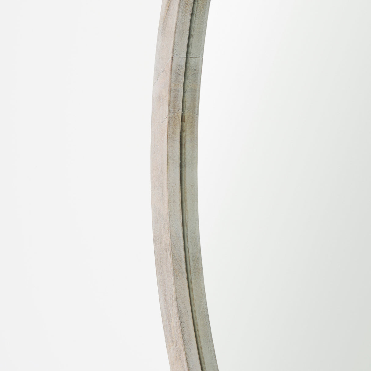 Gambit 46" Round White Wash Wood Frame Wall Mirror from Mercana - Luna Furniture