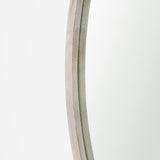Gambit 46" Round White Wash Wood Frame Wall Mirror from Mercana - Luna Furniture