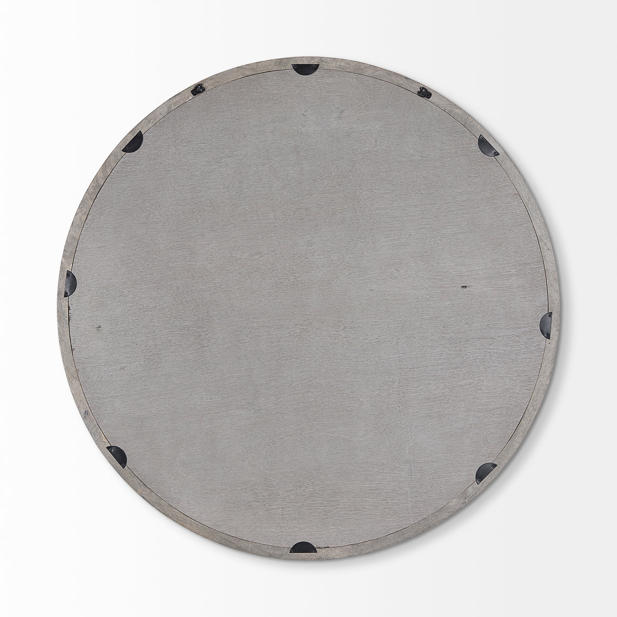 Gambit 46" Round Gray Wash Wood Frame Wall Mirror from Mercana - Luna Furniture