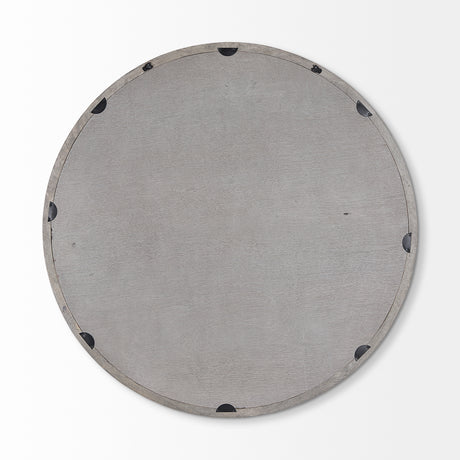 Gambit 46" Round Gray Wash Wood Frame Wall Mirror from Mercana - Luna Furniture
