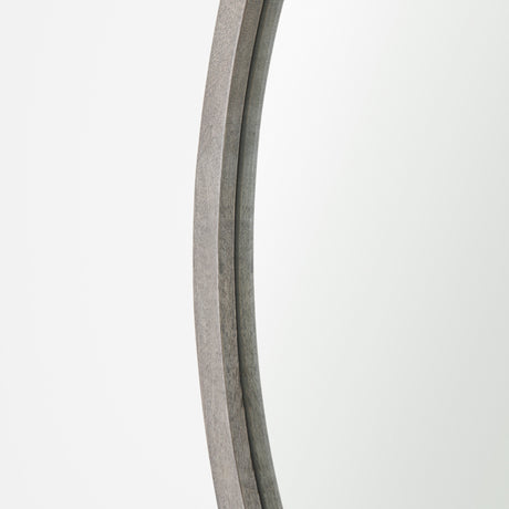 Gambit 46" Round Gray Wash Wood Frame Wall Mirror from Mercana - Luna Furniture