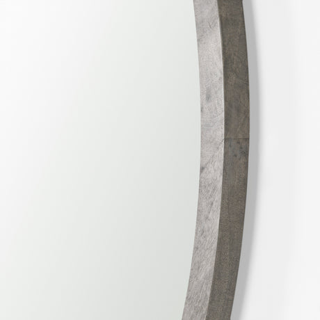 Gambit 46" Round Gray Wash Wood Frame Wall Mirror from Mercana - Luna Furniture