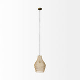 Halycon 16.0L x 16.0W x 20.0H Gold Mesh and Iron Pendant Light from Mercana - Luna Furniture