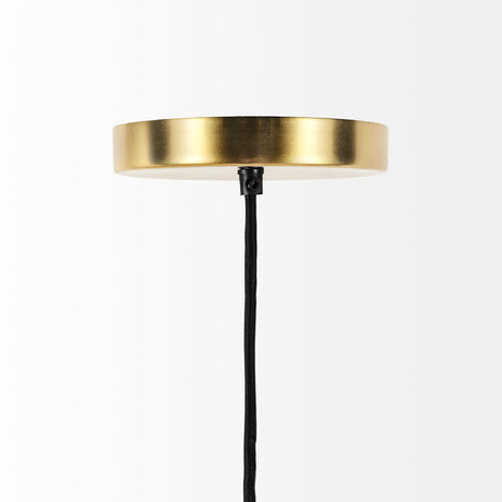 Halycon 16.0L x 16.0W x 20.0H Gold Mesh and Iron Pendant Light from Mercana - Luna Furniture