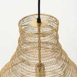 Halycon 16.0L x 16.0W x 20.0H Gold Mesh and Iron Pendant Light from Mercana - Luna Furniture