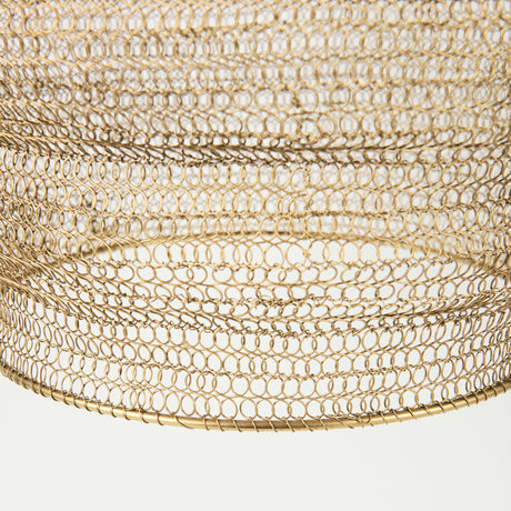 Halycon 16.0L x 16.0W x 20.0H Gold Mesh and Iron Pendant Light from Mercana - Luna Furniture