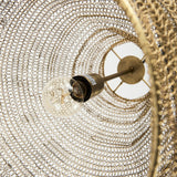 Halycon 16.0L x 16.0W x 20.0H Gold Mesh and Iron Pendant Light from Mercana - Luna Furniture