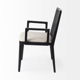 Clara Black Wood W/ Cream Fabric Seat and Cane Back Dining Chair from Mercana - Luna Furniture