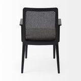 Clara Black Wood W/ Cream Fabric Seat and Cane Back Dining Chair from Mercana - Luna Furniture