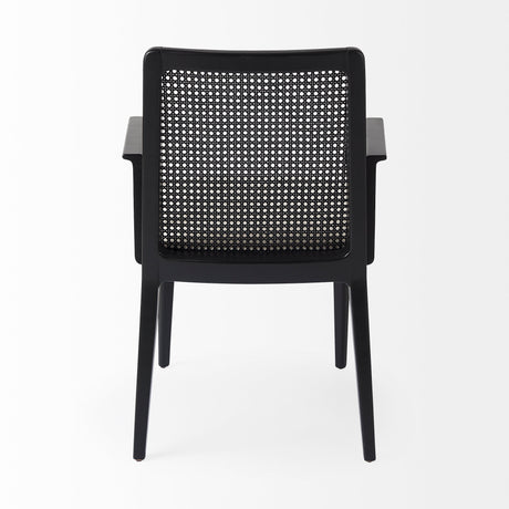 Clara Black Wood W/ Cream Fabric Seat and Cane Back Dining Chair from Mercana - Luna Furniture