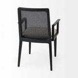 Clara Black Wood W/ Cream Fabric Seat and Cane Back Dining Chair from Mercana - Luna Furniture